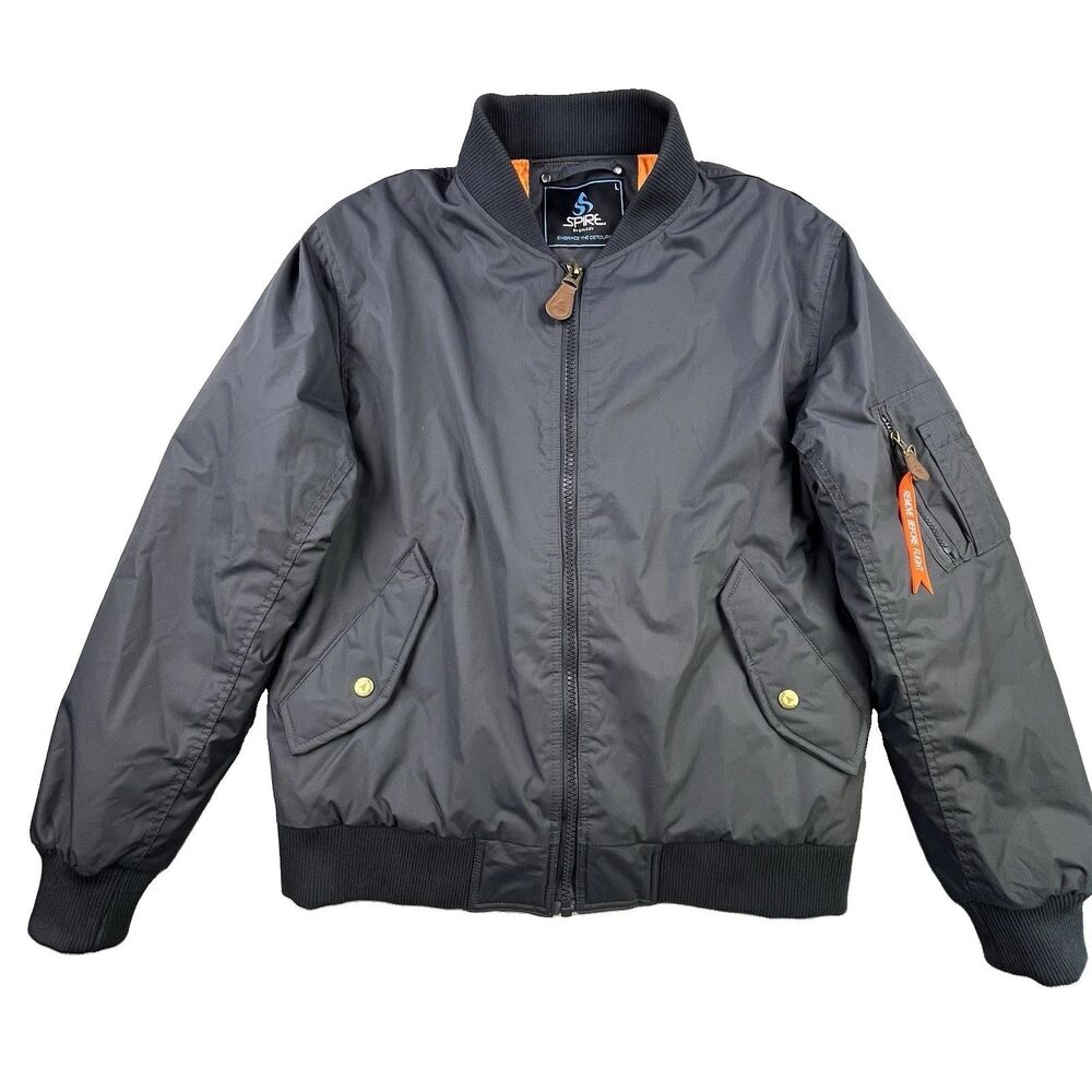 Spire MA-1 Flight Bomber Jacket Men's Large Gray Heavyweight Quilted Liner